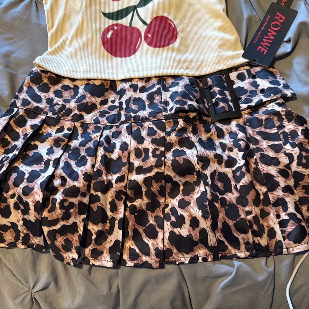 SHEIN cherry bomb Blouse - skirt Brown and Black animal print
